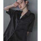 ショッピングエピ ブラウス シャツ オープンカラーハーフスリーブサテンシャツ レディース