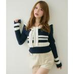 ニット セーター マリンボーダーセーラーリブニット レディース
