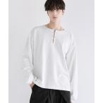 tシャツ シルバーパーツヘビーウエイトコットンヘンリーネックロングスリーブカットソー メンズ レディース