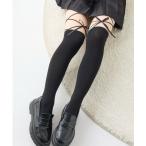 タイツ まるで素肌のようなフェイクタイツ80デニール レースアップオーバーニー風 レディース