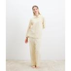 パジャマ ルームウェア 「綿混」カジュアルスラブツィード 長袖開襟パジャマ レディース