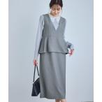 ワンピース レイヤード風ペプラムジャンパースカート