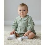 ベビー服 ロンパース 花刺しゅう衿付ロンパース