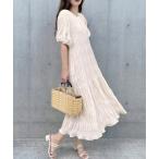 「LAUIR」 半袖ワンピース LARGE オフホワイト レディース