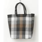 ショッピングカゴバッグ かごバッグ カゴバッグ 「Moon Bird/ムーンバード」手編みのメルカドバッグ・縦長-BLACK MIX