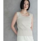 タンクトップ ノースリーブ スクエアリブタンク レディース
