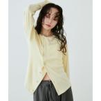 カーディガン アシンメトリーリブカーディガン レディース
