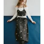 スカート フラワー刺繍ナロースカート