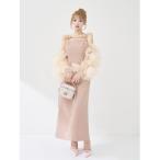 ドレス ボリュームスリーブチュールロングドレス