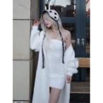 ショッピングカーデ ワンピース シャギーワンピロングカーデセット