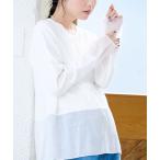 tシャツ レイヤード風シアー長袖トップス レディース