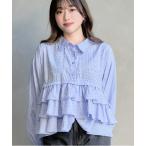 ブラウス シャツ 「DAESE TOKYO/デセトウキョウ」ストライプティアードフリルシャツ レディース