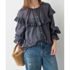 ブラウス シャツ コットンラミーローンフリルブラウス レディース