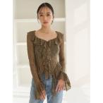 tシャツ カットレースフリルプルオーバー レディース