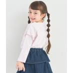 ショッピング綿100 tシャツ 「綿100%」ガールズ 袖フリル カラーボーダーロンT キッズ 子供服 女の子
