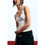 ショッピングタンクトップ レディース tシャツ 「Desigual × EGONLAB」メタルDリング　ホワイトタンクトップ レディース