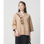 ニット セーター ミニマル Vネックフリル プルオーバー レディース