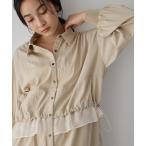 ショッピングシャツワンピース シャツワンピース シアーMIXドロストデザインシャツワンピース