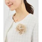 ブローチ パール×サテンフラワーコサージュ レディース