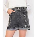 パンツ ハートバックルデニムショ�