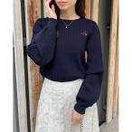 ニット セーター 「洗える」リボンエンブロ細ケーブルニット レディース