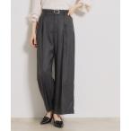 パンツ 「洗える・S-LL」デニムライク ベルト付きパンツ レディース