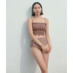 水着 シャーリングビスチェ＆ショーツ チェック柄 B / スイムウェア / 水着 レディース