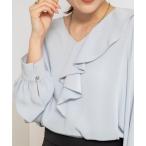 ブラウス シャツ ウォッシャブルサテンアシンメトリーラッフルブラウス レディース