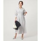 ワンピース シャツ襟 フィット＆フレア タック 5分袖 ワンピース