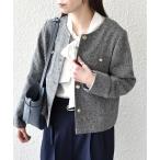 ジャケット ノーカラージャケット SHIPS Colors:「手洗い可能」ツイードライク クロップド ジャケット 3 レディース