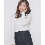 ニット セーター ドットチュールフリルデザインニット「洗濯機OK」 レディース