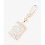 文房具 フラワープリントコードリール付きパスケース