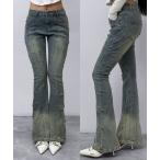  джинсы Denim Denim брюки [ низкий рост предназначенный ] заклепки линия kya The - дизайн flair Denim брюки женский мужской 
