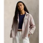 ブラウス シャツ ワイド クロップド ギンガム リネン シャツ レディース