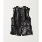 ベスト ジレ レザーライク ベスト レディース