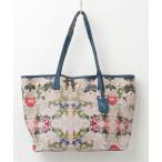 「FURLA」 花柄トートバッグ - ネイビ