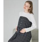 マタニティ 小花柄ベア切替マタニティワンピース(マタニティ＆授乳服）授乳口付き 授乳楽々 妊婦服 産前・産後対応