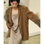 ジャケット テーラードジャケット チュールデコレーションストライプジャケット レディース