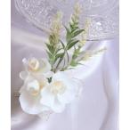 ブローチ 胡蝶蘭とラベンダーのコサージュ レディース