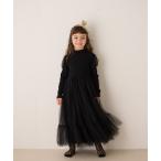 ワンピース 入学式 卒園式 チュールパフスリーブドッキングワンピース キッズ 子供服 女の子