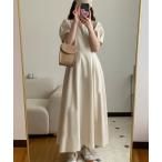 「junoah」 半袖ワンピース MEDIUM アイボリー レディース