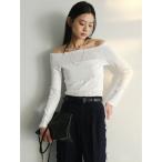 tシャツ オフショルリブカットトップス レディース