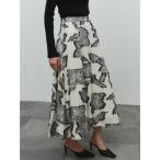スカート ボタニカルフラワーカットジャガードスカート