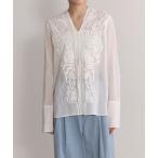 ブラウス シャツ 「EMOELLE」ステッチエンブロイダリーブラウス レディース