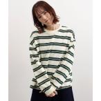 tシャツ ロゴ刺繍ボーダーロンT レディース