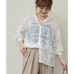 ブラウス シャツ パッチワーク刺繍レースブラウス レディース