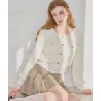ショッピングツイード カーディガン ツイードライクボタンカーディガン　664028 レディース