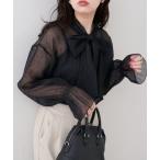 ブラウス シャツ シアーボウタイブラウス レディース