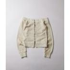 tシャツ フロントジップスタッズオフショル レディース