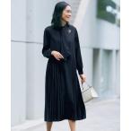 ワンピース ＩＥＤＩＴ　ブローチ＆ボウタイで印象チェンジがかなう　上品伸びやかな万能ワンピース「ブラック」